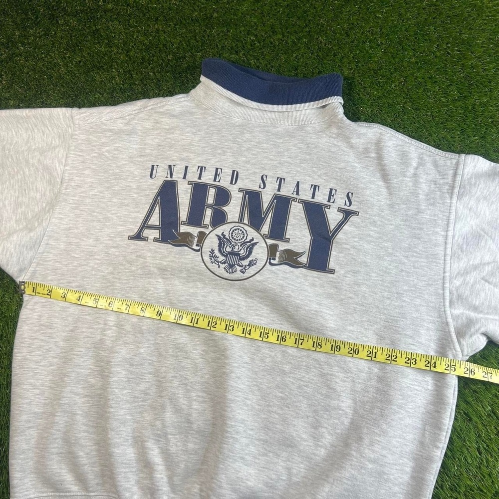 VTG United States Army Mock Neck Sweatshirt Gray Spell Out Military XL Gear - Picture 4 of 6